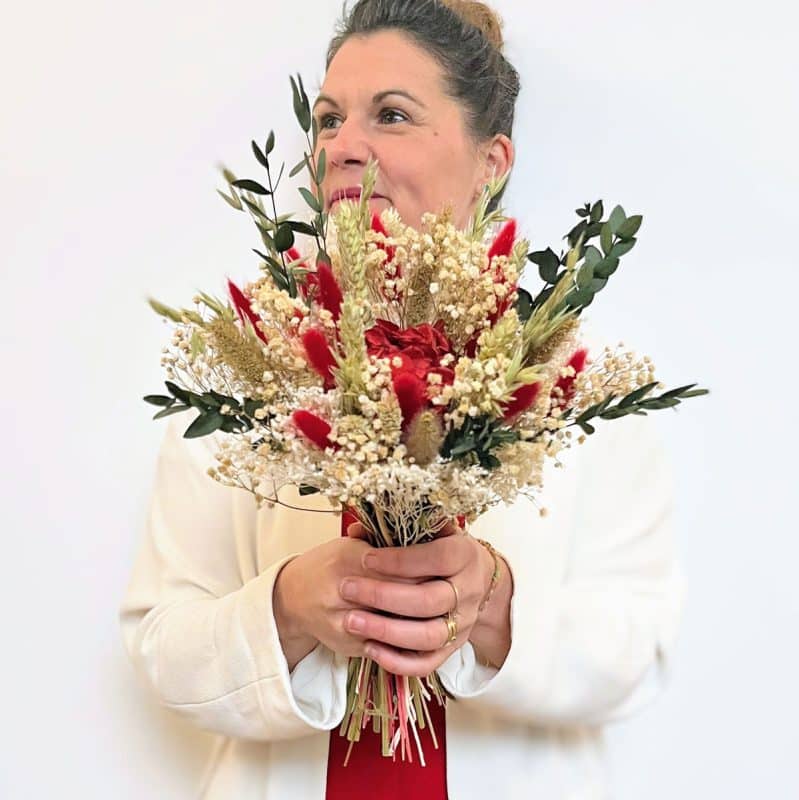 6s bouquet fleurs séchées rouge amour