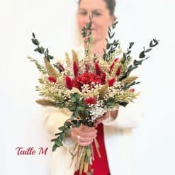 bouquet de fleurs séchées rouge amour