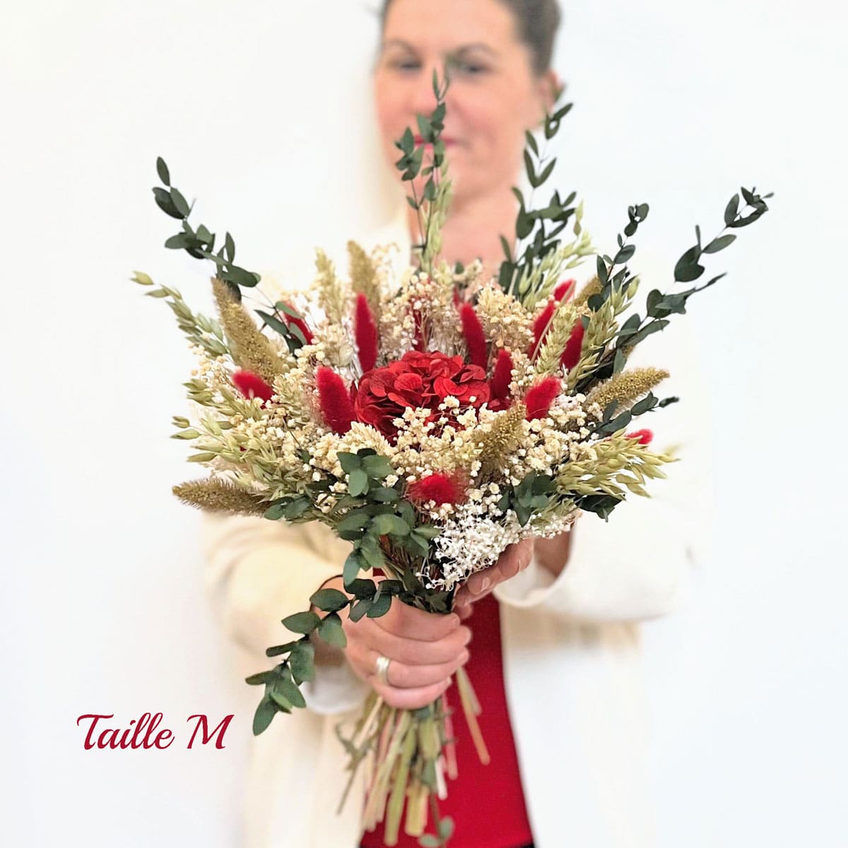 bouquet de fleurs séchées rouge amour