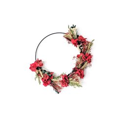 couronne murale de fleurs séchées rouge amour