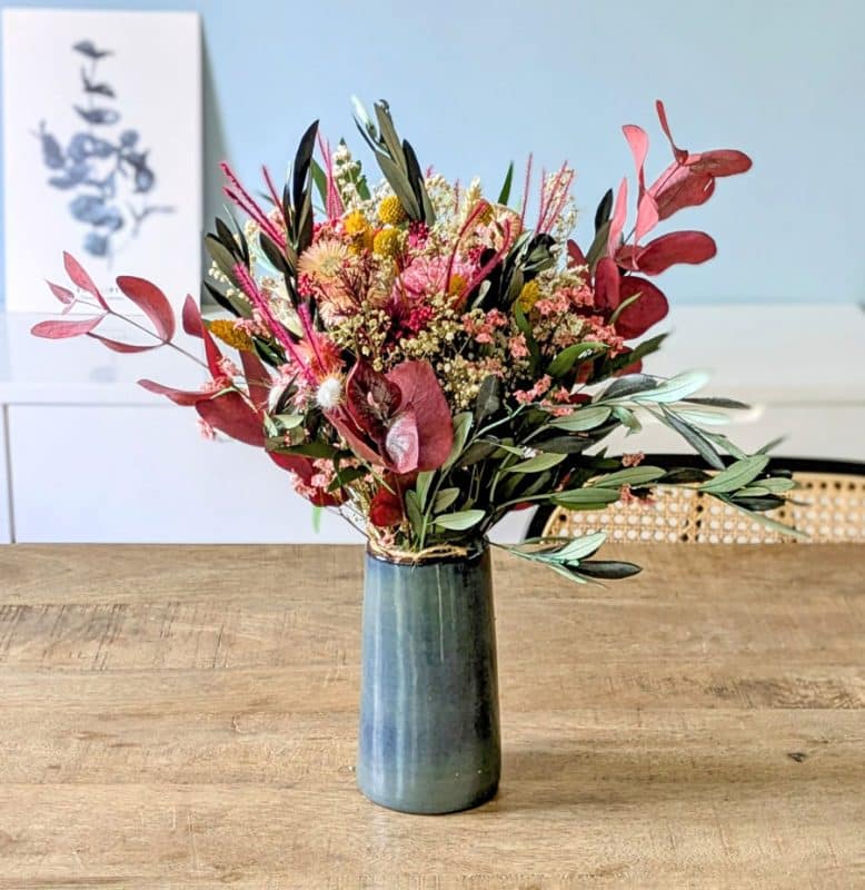 Bouquet de fleurs séchées fuchsia albizia M