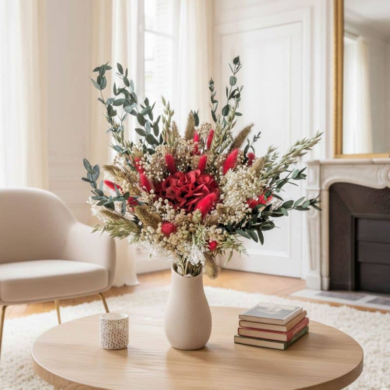 Bouquet de fleurs séchées Amour Rouge
