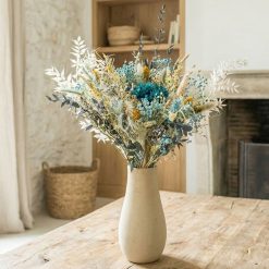 bouquet fleurs séchées bleu