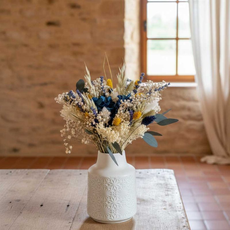 bouquet fleurs séchées s bleu