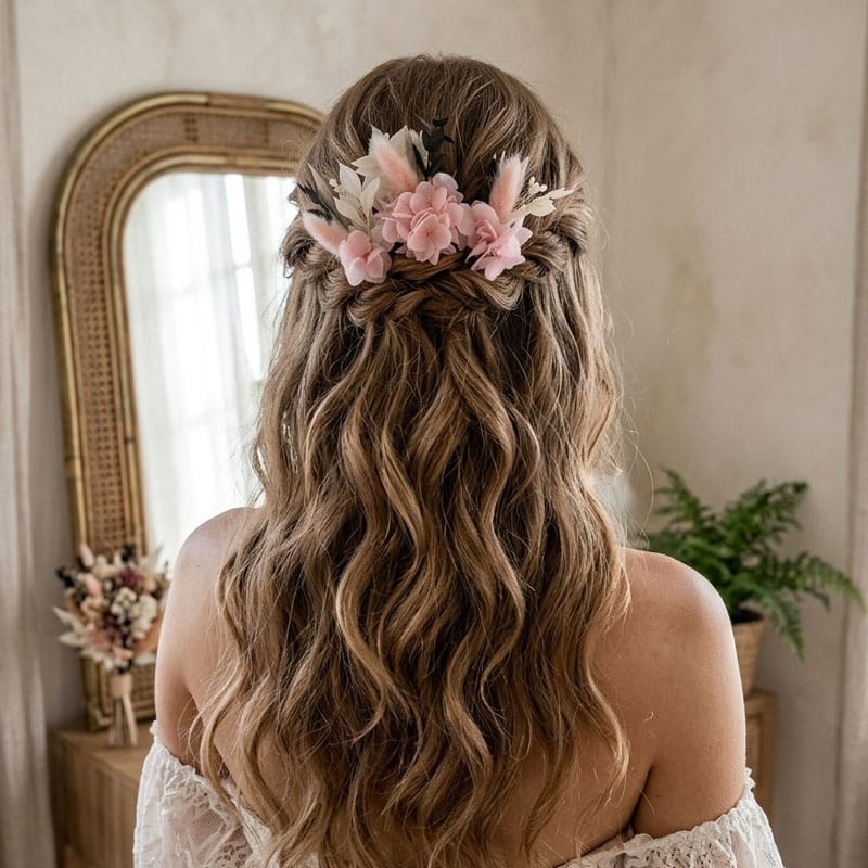 lot de 3 épingles à chignon en fleurs séchées