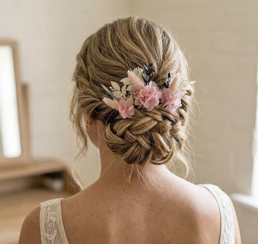 lot de 3 épingles à chignon en fleurs séchées