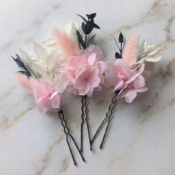 lot de 3 épingles à chignon en fleurs séchées