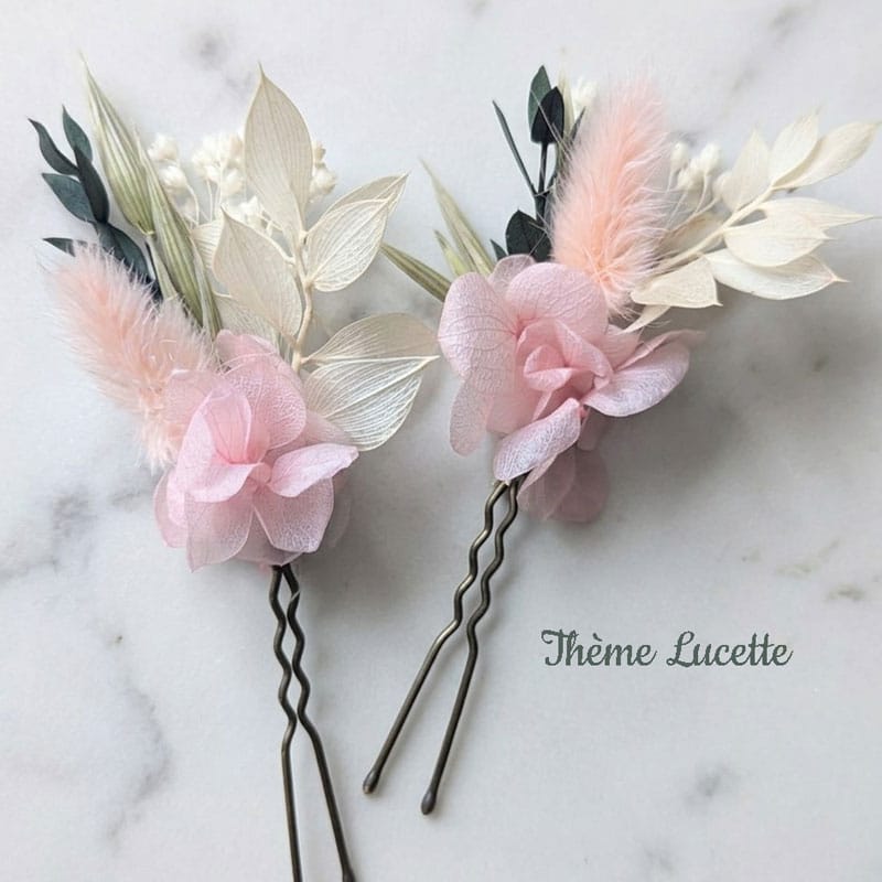 lot de 3 épingles à chignon en fleurs séchées
